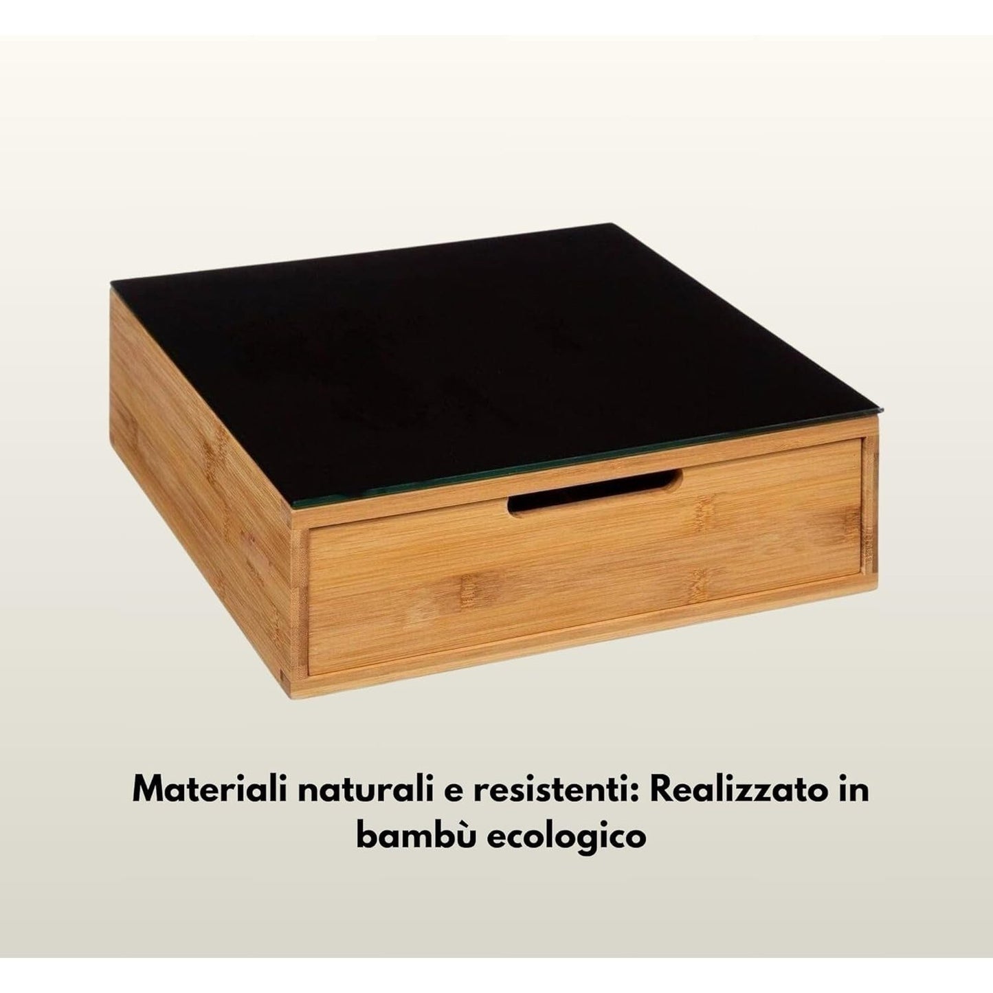 Cecaro Group Porta Cialde in Bambù con Cassetto – Organizer Elegante per Cialde, Capsule e Tisane