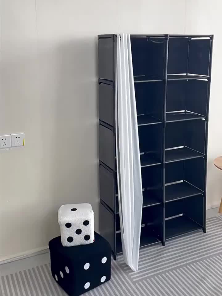 Organizzatore di Grande Capacità, Scaffale per Libri, Armadio per Abiti con Vetrina Antipolvere e Ripiani Robusti, con Ganci Pratici, Materiale Plastico, Senza Necessità di Elettricità, per Ufficio, Aula, Stanza in Affitto e Dormitorio, Armadi Portatili