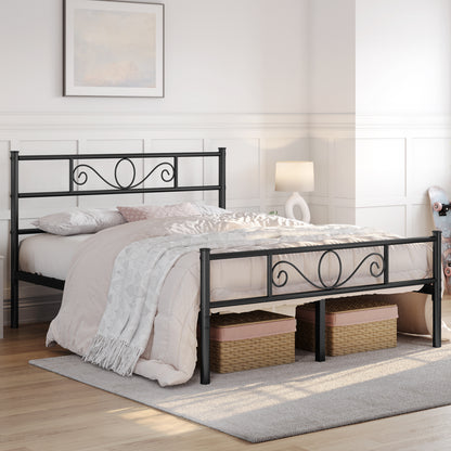 Costoffs Struttura Letto Stile Rustico Moderno in Metallo con Testiera Elegante e Pediera per Appartamento Camera da Letto Stanza degli Ospiti Studio