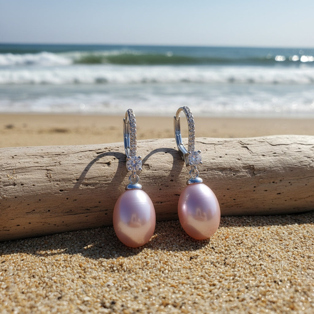Set Scatola Regalo YAMI, Orecchini a Clip con Perle d'Acqua per Donna, Orecchini con Perle d'Acqua , Bianco/Viola/Nero Orecchini Ipoallergenici in Argento Sterling 925, Adatti come Gioielli Regalo per Donna per Ogni Occasione, Regali di Compleanno, Regali