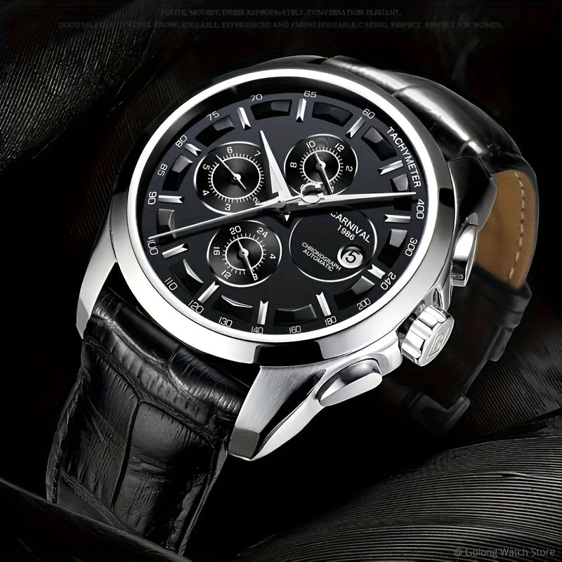 [I&W CARNIVAL] Orologio Meccanico Automatico Multifunzione Uomo, Orologio Sportivo alla Moda con Calendario e Impermeabile fino a 30m