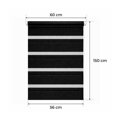 Rullo Giorno e Notte - NERO - 32 Misure - BOJANEK DAY & NIGHT - Non invasivo sulla finestra, installazione senza foratura, regolazione della catena, staffe regolabili per diverse spessori di finestre, design moderno, protezione da luce e privacy, ideale p