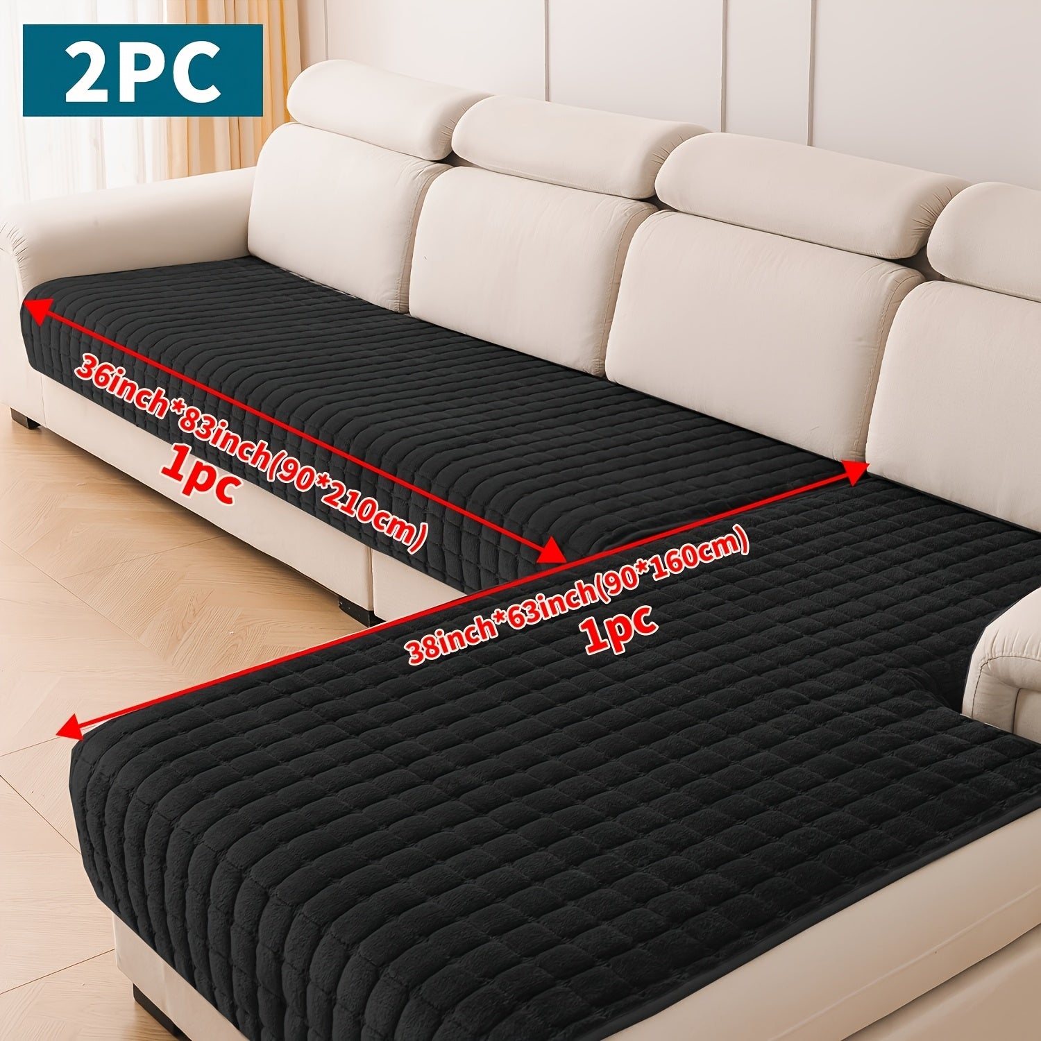 Set da 2 copridivano eleganti e moderni trapuntati in peluche - Materiale ultra-morbido e spesso in peluche, adatto agli animali domestici, lavabile in lavatrice, protezione per divano antiscivolo per divano a 3 posti, divanetto, per tutte le stagioni, la