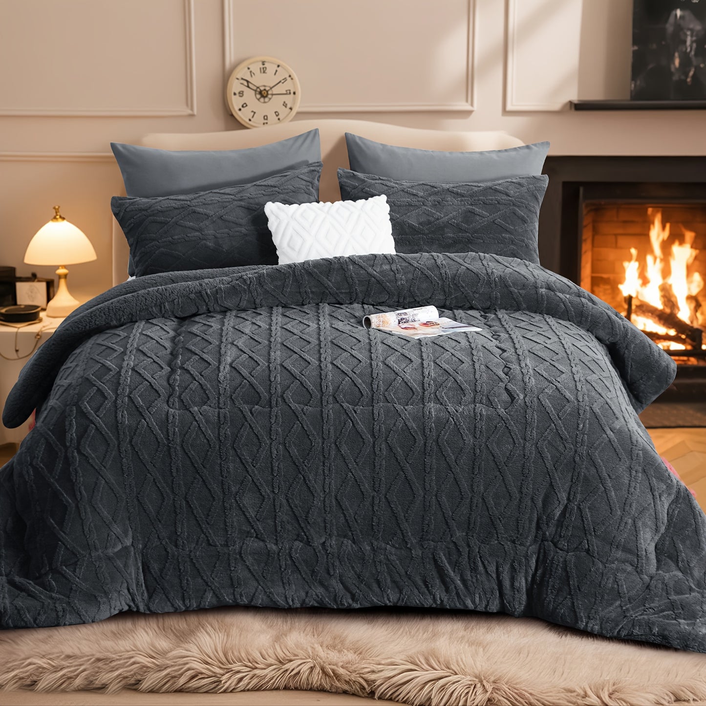 1 pz. Trapunta in Pile di Pelliccia Lussuosa - Biancheria da Letto Spessa, Calda e Ipoallergenica, Design Trapuntato Morbido per un Comfort Accogliente Tutto l'Anno, Trapunta Senza Copripiumino, Elementi Essenziali per la Camera da Letto, Comfort Domestic