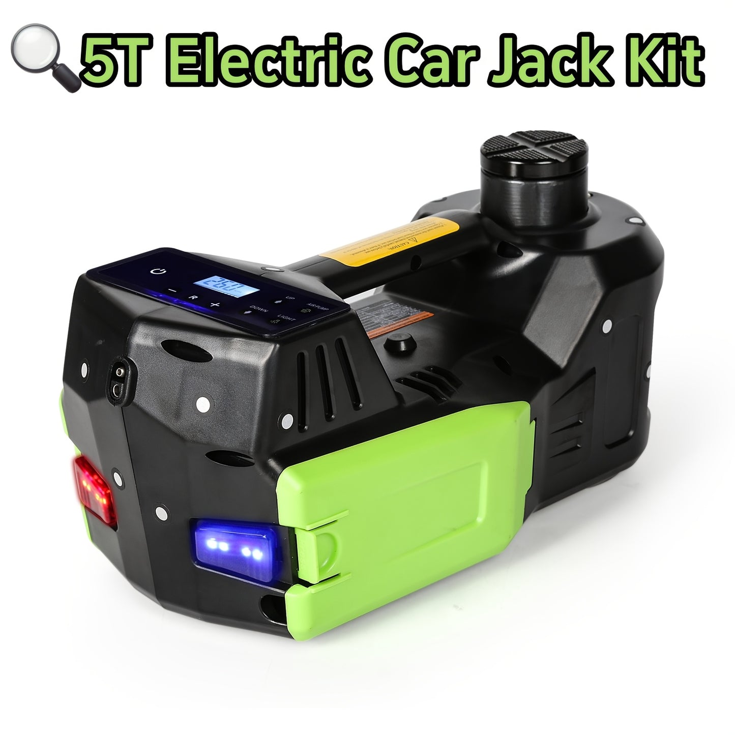 Kit martinetto per auto 4 in 1 12V 5T, cavalletto martinetto elettrico con display LCD per berlina, SUV, sollevatore auto, martinetti idraulici a pavimento