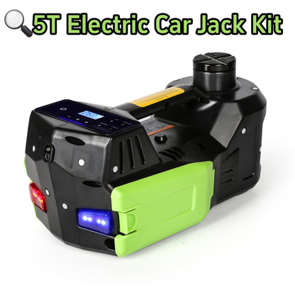 Kit martinetto per auto 4 in 1 12V 5T, cavalletto martinetto elettrico con display LCD per berlina, SUV, sollevatore auto, martinetti idraulici a pavimento