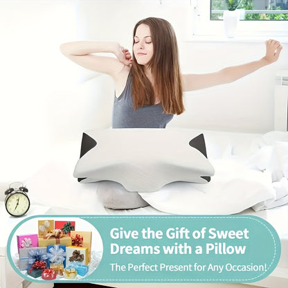 Cuscino Memory Foam Comfort per la Colonna Vertebrale, Ideale per Chi Dorme sul Fianco, sulla Schiena e a Pancia in Giù - Design Sagomato, Supporto Morbido e Robusto, Nero, Rilassamento Spalle, Solido, Regalo Perfetto per Natale e Capodanno