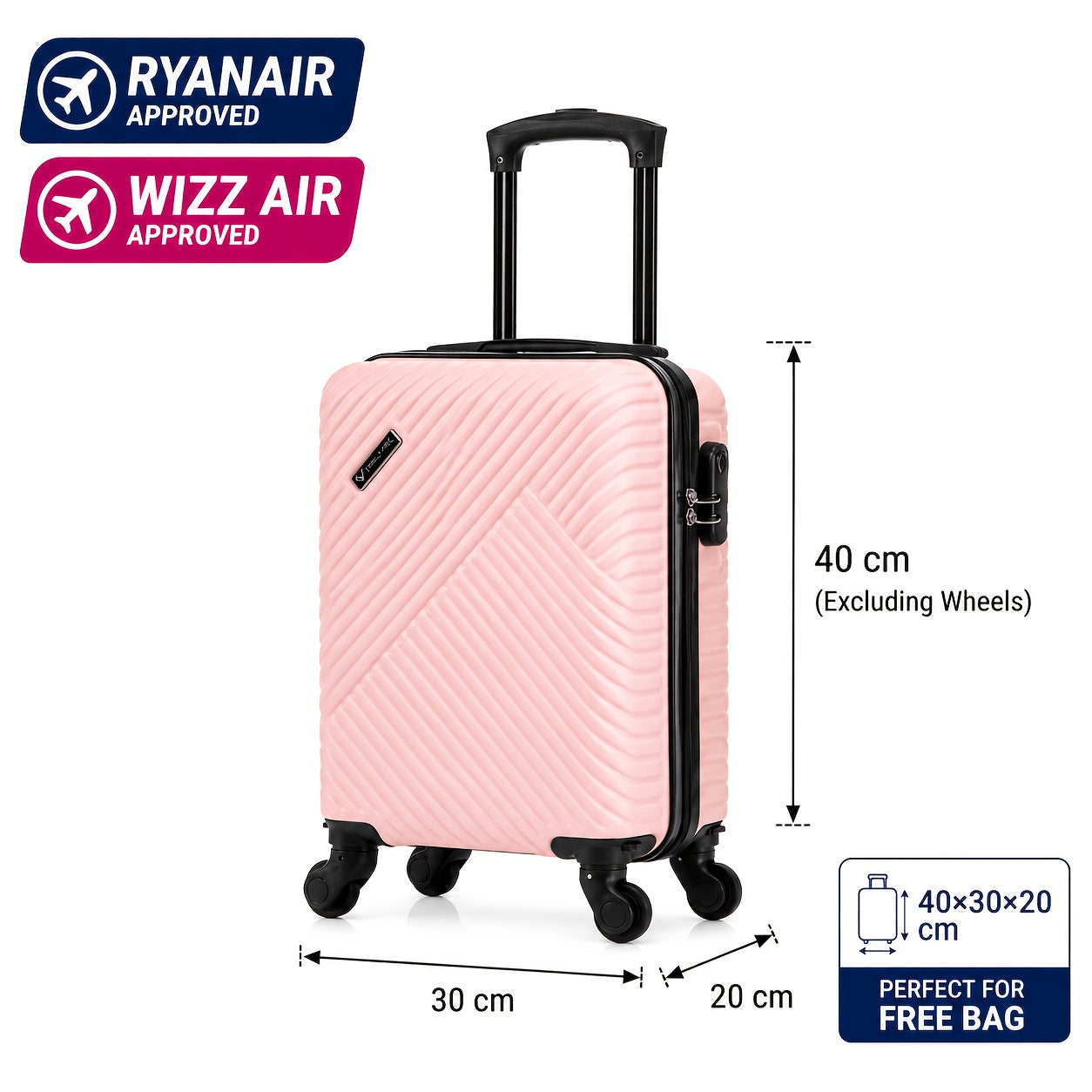 Ryanair, Aerea Low-Cost, Regolamenti UE 40X30X20Cm Mini Valigetta Fresca e Semplice, con Ruote Rimovibili, Barra Telescopica, Ruote Girevoli a 360 Gradi Spring Airlines, Serratura a Combinazione, Valigetta da Imbarco, Essenziale per Viaggiare