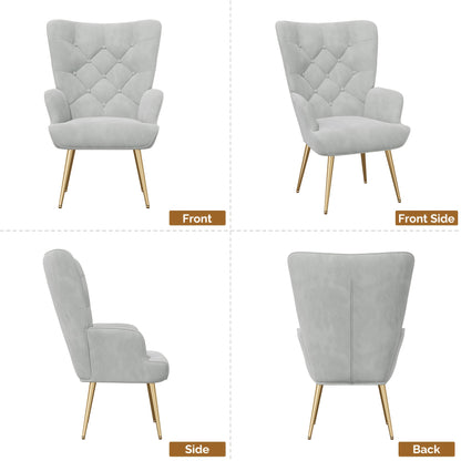 Poltrona Lounge, Poltrona a Braccio Stile Scandivano, Elegante Poltrona Imbottita da Tavolo da Trucco, con Gambe in Metallo, Poltrona per Soggiorno, Camera da Letto, Carico Massimo 150 Kg