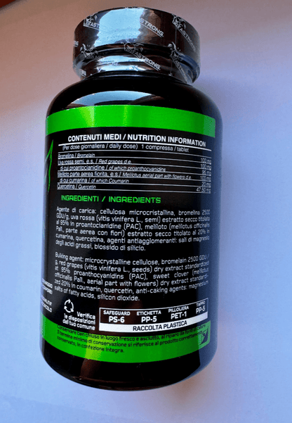 Drainpure Night Vitastrong Vegan — Integratore alimentare con bromelina, uva rossa, meliloto, quercetina, 60 compresse senza glutine, lattosio