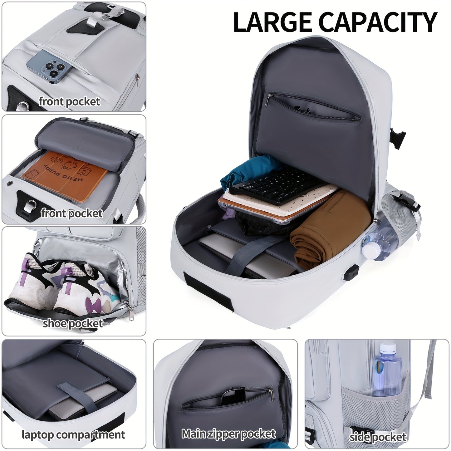Zaino da Viaggio Leggero e Capiente per Laptop da 17,3 Pollici - Borsa per Lavoro, Scuola con Scomparto per Scarpe, Multi-Scomparti e Spallacci Imbottiti - Custodia in Nylon per Professionisti (Unisex)