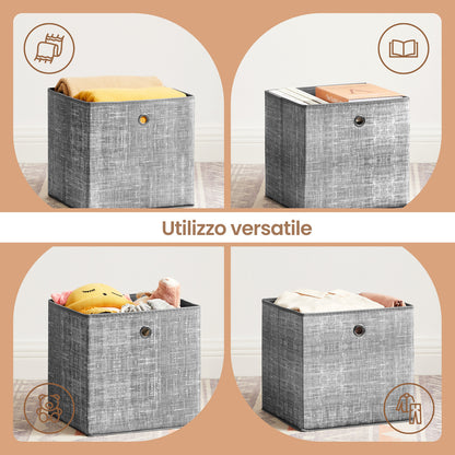 Scatole di Stoccaggio Pieghevoli, Set di 6, 30 x 30 x 30 cm, Adatte a Unità di Stoccaggio Cubiche, per Scaffali, Stoccaggio di Vestiti
