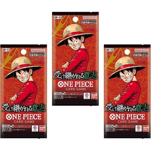 3X OP13 Portando Avanti la Sua Volontà Booster [Giapponese] – 3 Confezioni da 6 Carte – Collezione Limitata 3° Anniversario – Include Protezione di Spedizione Heartforcards®
