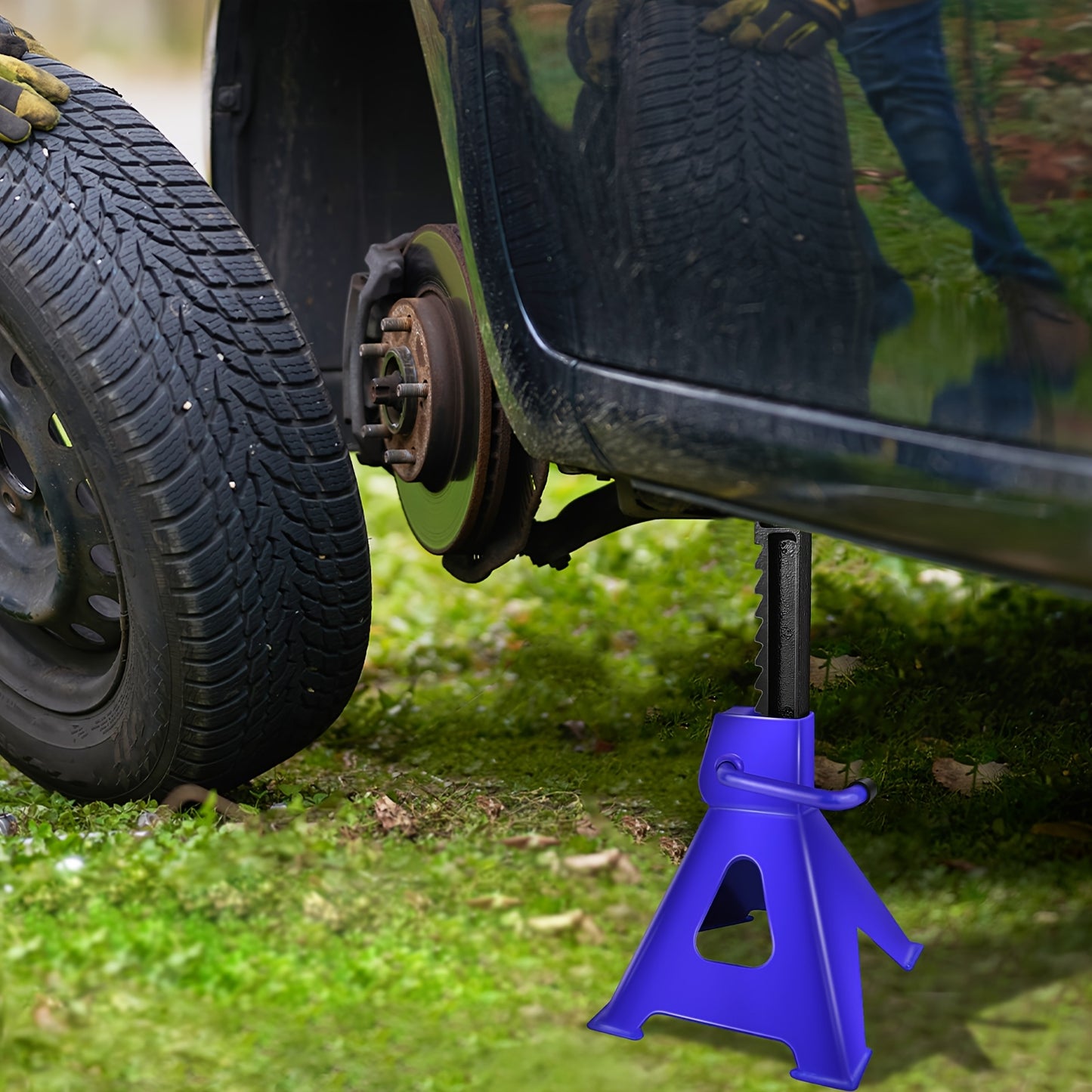 Cavalletti per assi a cricco a 3 tonnellate, cavalletto per assi a carrùcolo, caratteristica auto, cavalletti per assi per auto e furgone da 3 tonnellate per sollevamento di emergenza, cavalletto per caravan, strumento di sollevamento, supporto di solleva
