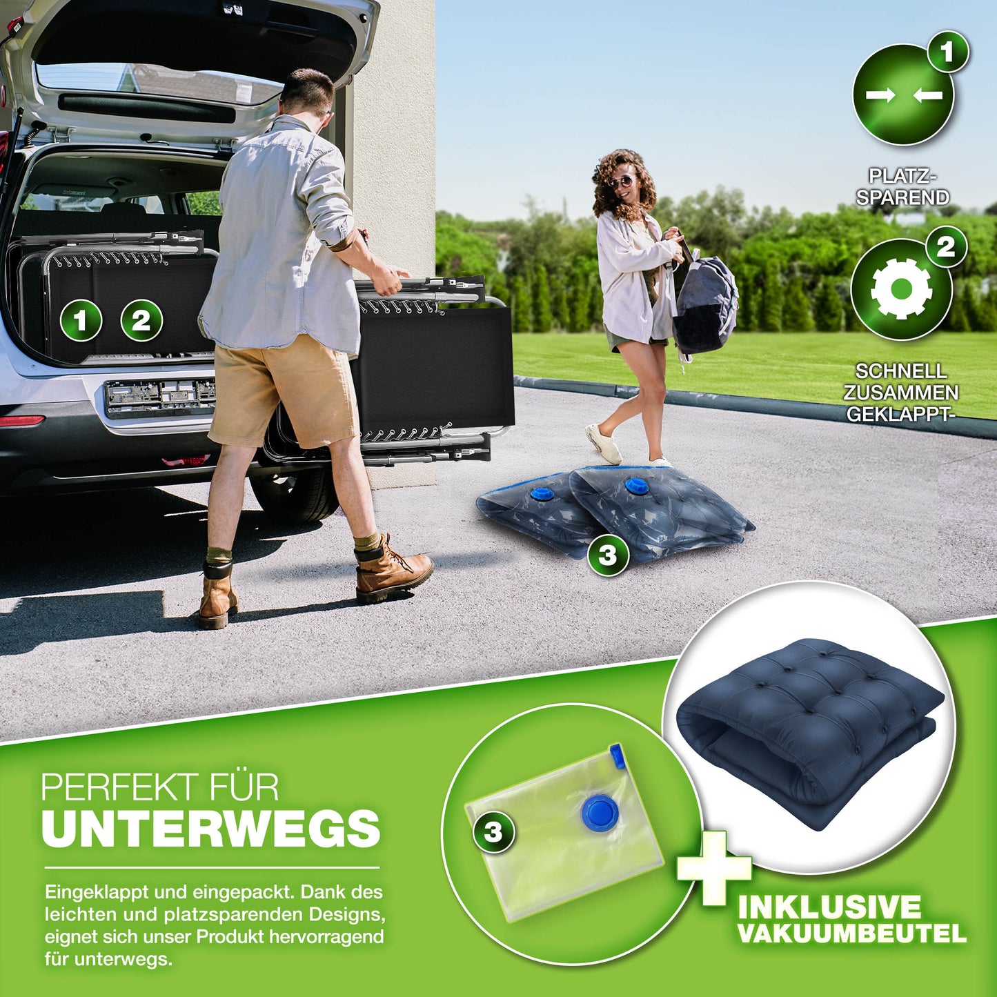 Tillvex® Poltrona Reclinabile Pieghevole Fino a 200Kg Lettino Parasole da Esterno per Giardino con Cuscino Resistente alle Intemperie Balcone, Giardino & Terrazza Lounge Esterno Regolabile con Imbottitura Spessa Poltrona Reclinabile Pieghevole Extra Larga