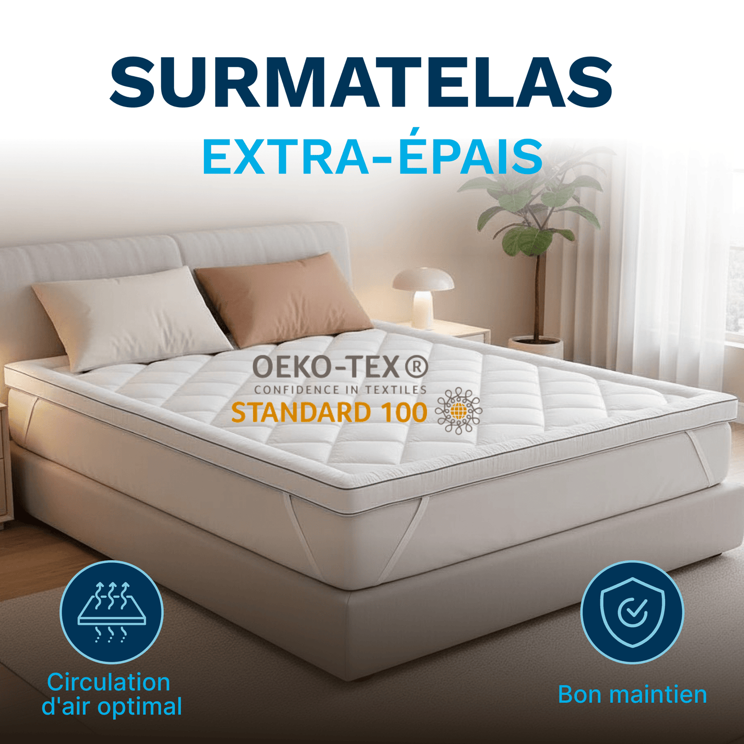 CATAVANA - Topper per Materasso Comfort - Varie Misure (80 X 200 Cm/ 90 X 200 Cm/ 140 X 190 Cm/ 140 X 200 Cm/ 160 X 200 Cm/ 180 X 200 Cm) - Microfibra Traspirante e di Alta Gamma - Imbottitura 800 G - Antiscivolo con Elastici - Ideale per 1 Persona/ 2 Per