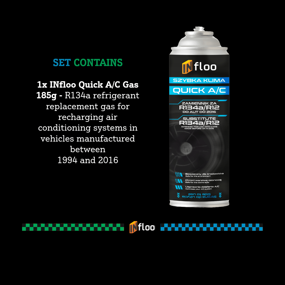 Kit Infloo Quick Climate R134A 5W1 Sigillante Gassoso UV Asciugatore Bottiglia Gassosa Tubo Flessibile con Manometro Refrigerante per Auto Fino al 2016 Anno Servizio Aria Condizionata Indipendente Raffreddamento Rapido Sigillatura e Controllo della Pressi