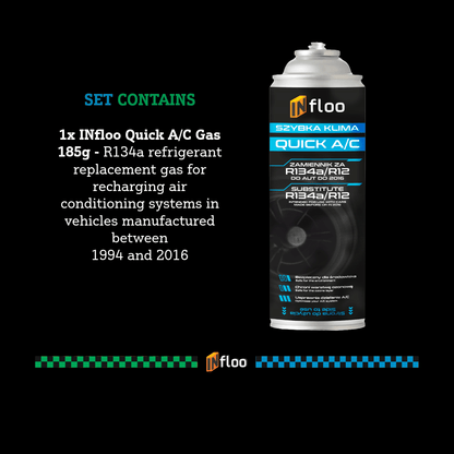 Kit Infloo Quick Climate R134A 5W1 Sigillante Gassoso UV Asciugatore Bottiglia Gassosa Tubo Flessibile con Manometro Refrigerante per Auto Fino al 2016 Anno Servizio Aria Condizionata Indipendente Raffreddamento Rapido Sigillatura e Controllo della Pressi