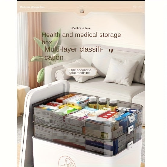 Organizzatore Medico a 3 Ripiani - Scatola Portaoggetti per Medicinali Familiari di Grande Capacità con Chiusura a Scatto Sicura, Design Portatile Resistente per Casa/Viaggio/Ufficio, Regalo Essenziale per la Salute e la Sicurezza Ideale