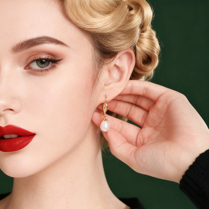 Un paio di orecchini da donna in argento 925, con chiusura a forma di D placcata in oro 18k, eleganti e lussuosi, adatti per uso quotidiano o banchetti serali, regalo per la festa della mamma, confezione regalo in scatola