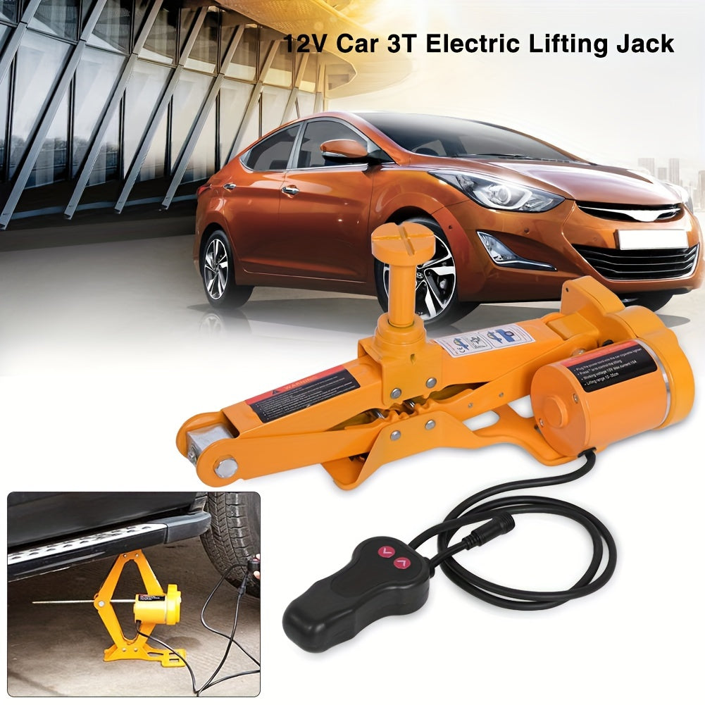 Cric a forbice da 3 tonnellate elettrico per auto, kit da 12V CC, kit di attrezzi per martinetto per pneumatici, martinetto a carrello con sollevamento manuale a risparmio di fatica per auto, SUV, furgone, riparazione e cambio pneumatici, kit di emergenza