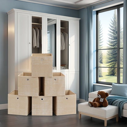 Scatole di Stoccaggio Pieghevoli, Set di 6, 30 x 30 x 30 cm, Adatte a Unità di Stoccaggio Cubiche, per Scaffali, Stoccaggio di Vestiti