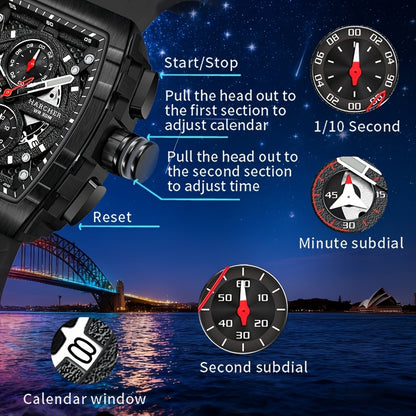 Orologi da polso da uomo H, movimento al quarzo ad alta precisione, cinturino in silicone, impermeabile, calendario, design multifunzionale, orologi da uomo eleganti