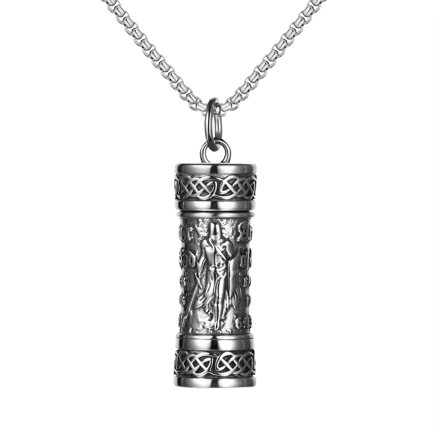 Collana da uomo con San Michele Arcangelo, Collana con ciondolo a forma di urna cineraria, Collana vichinga, Ciondolo con scudo guardiano dell'Arcangelo Michele, Medaglia amuleto cattolica in acciaio inossidabile, Gioiello regalo.