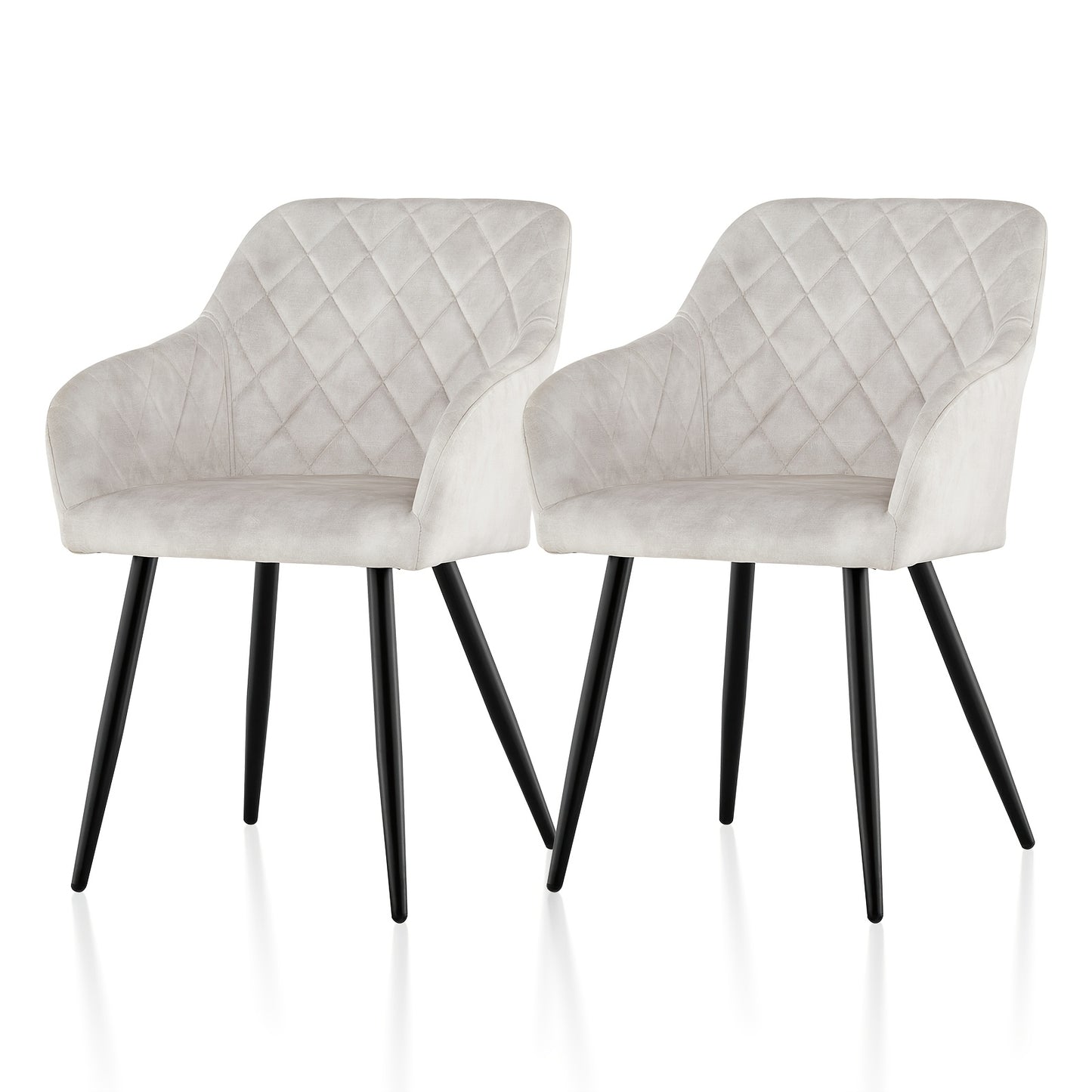 Set di 2 sedie da pranzo moderne in velluto/bancale, sedie da relax con schienale imbottito, braccioli e gambe in metallo, sedie angolari per cucina, soggiorno, ufficio domestico, reception