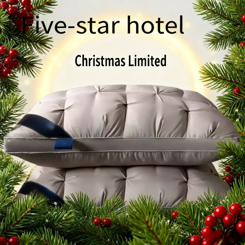 Cuscini Extra-Large di Lusso Qualità Hotel 2025 - Rivestimento 100% Poliestere & Imbottitura Morbida Alternativa a Piuma, Supporto Ergonomico per Chi Dorme sulla Schiena/ Fianco/ Stomaco, Stile Standard Bianco/ Grigio per Uso Domestico & Alberghiero