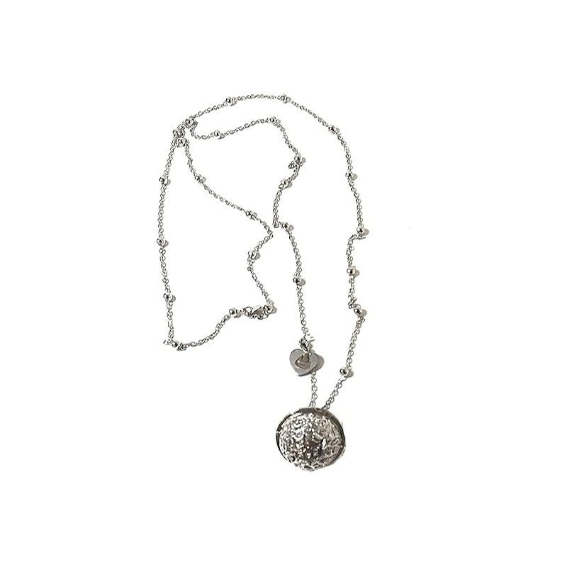 Collana donna in acciaio con pendente richiamo degli angeli colore argento