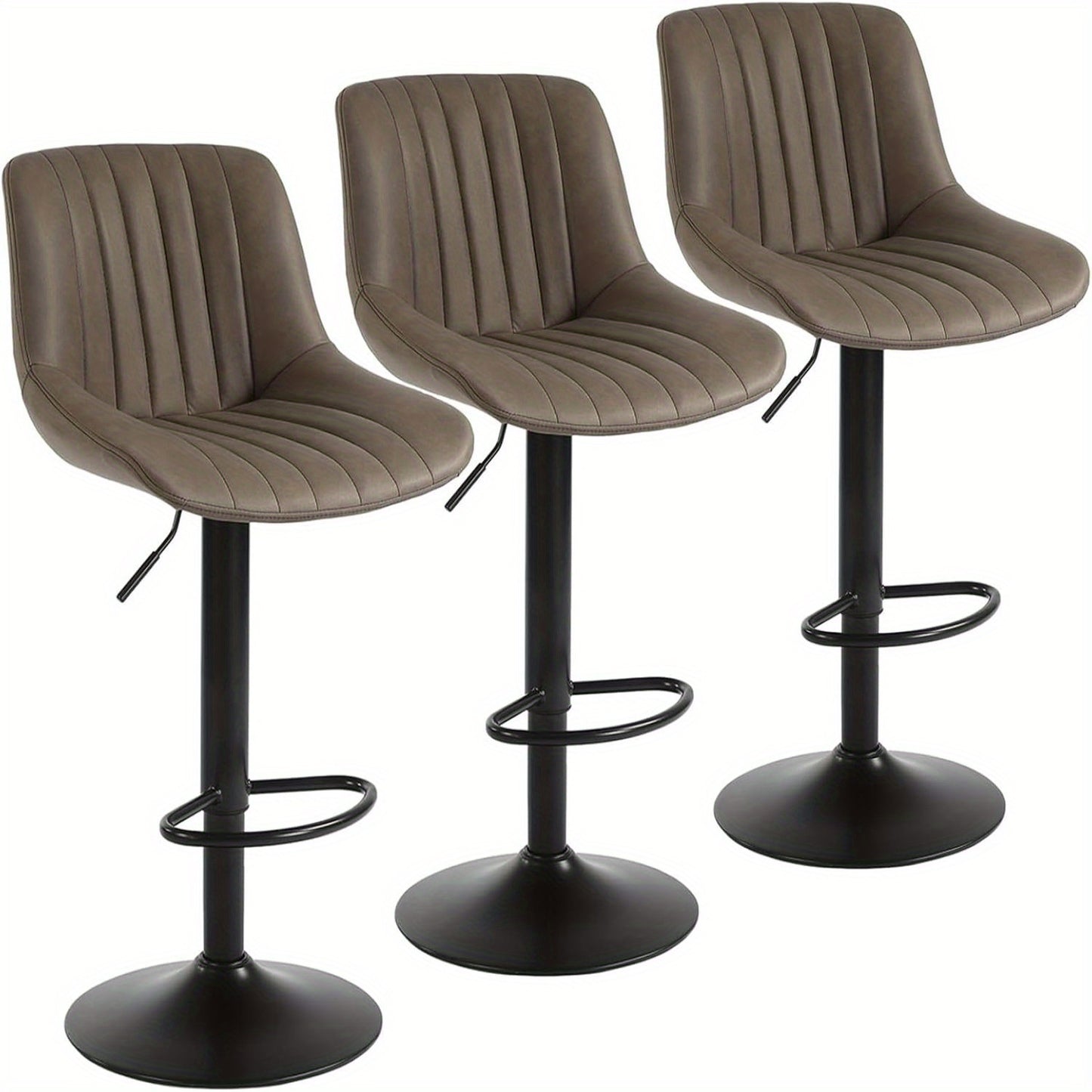 Sgabello da bar moderno, regolabile in altezza, in pelle scamosciata con schienale e poggiapiedi, facile da pulire e installare, adatto per cucina, bar, libreria, capacità di carico 113.4 KG