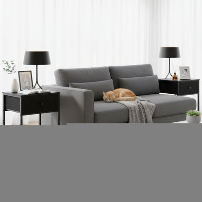 2 pezzi AMHANCIBLE Tavolino a 3 Ripiani con Cassetto - Tavolino Regolabile in Altezza/Tavolino da Divano Adatto per Spazi Piccoli, Comodino con Piano in Legno Ingegnerizzato e Struttura in Metallo, Facile Montaggio