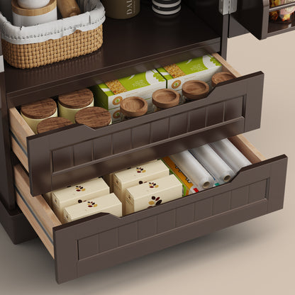 Credenza pensile per cucina - Mobiletto a pavimento con 2 cassetti e 2 ante - 60x40x120cm - Armadi da cucina bianchi