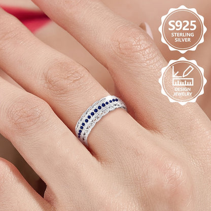 Anello da donna alla moda in argento sterling 925, elegante e stiloso, intarsiato con zirconia sintetica, anello da donna di alto valore, adatto per viaggi di vacanza, uso quotidiano, un regalo commemorativo perfetto per amici, con confezione regalo