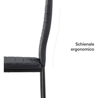 Baroni Home Set di 4 Sedie da Pranzo con Schienale Alto e Seduta Ergonomica con Cuciture Decorative, Sedie Eleganti Imbottite in Ecopelle o velluto con Struttura in Acciaio, 40X48X96 cm