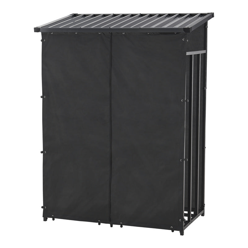 Casa.Pro Chimney Wood Rack Yakutat Stand per legna da esterno Stand per legna da esterno Stand per legna da esterno con copertura Chimney Wood Stand Metallo Nero