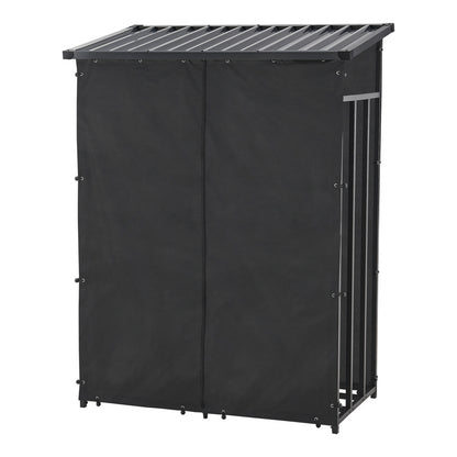 Casa.Pro Chimney Wood Rack Yakutat Stand per legna da esterno Stand per legna da esterno Stand per legna da esterno con copertura Chimney Wood Stand Metallo Nero
