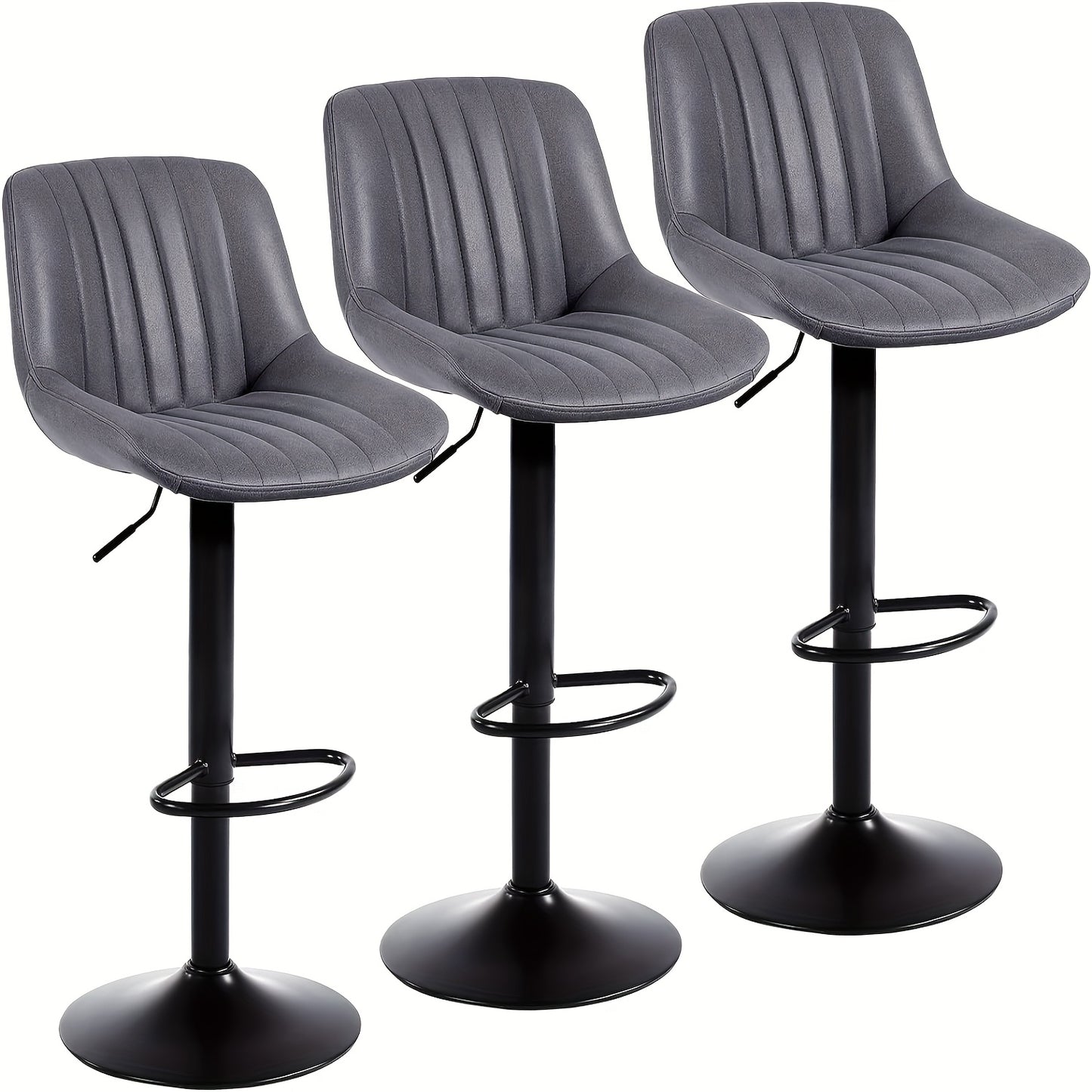 Sgabello da bar moderno, regolabile in altezza, in pelle scamosciata con schienale e poggiapiedi, facile da pulire e installare, adatto per cucina, bar, libreria, capacità di carico 113.4 KG