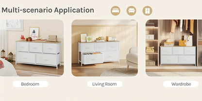 1 pz Cassettiera, Mobile a Cassetti, Telaio in Metallo, Realizzata in Legno, 5 Cassetti in Tessuto Non Tessuto, Utilizzabile come Comodino, Credenza, Mobile TV, Adatta per Camera da Letto, Soggiorno, Corridoio, Multifunzionale, Contenitore per la Casa, Ca