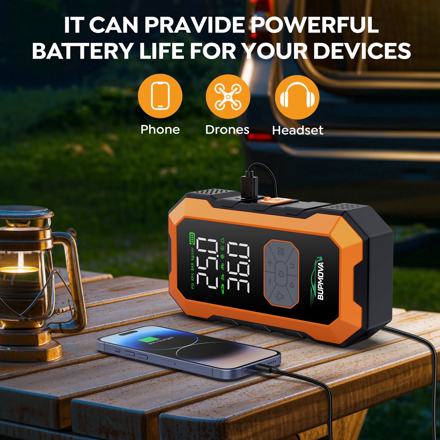 Avviatore di emergenza per auto 12000A con compressore d'aria, pompa di gonfiaggio per pneumatici senza fili, booster per batteria con power bank e torce LED, scatola di avviamento automatico 12V per tutti i veicoli a benzina o diesel da 10.0L, doppio dis