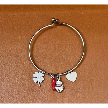 Bracciale donna rigido con corno Portafortuna
