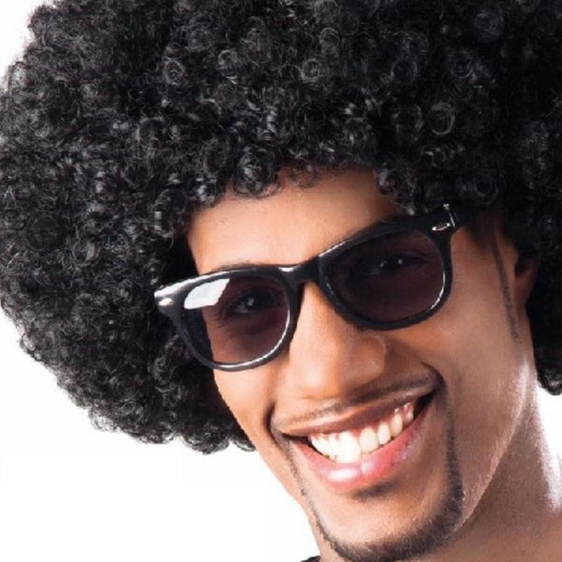 Parrucca Afro Nera Riccia per Feste degli Anni '70 e '80 per il Capodanno