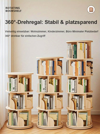 Scaffale girevole a 360° da 1 pezzo, 3/4/5 ripiani, diametro 46×H160 cm, scaffale salvaspazio per soggiorno, camera da letto, ufficio, design moderno