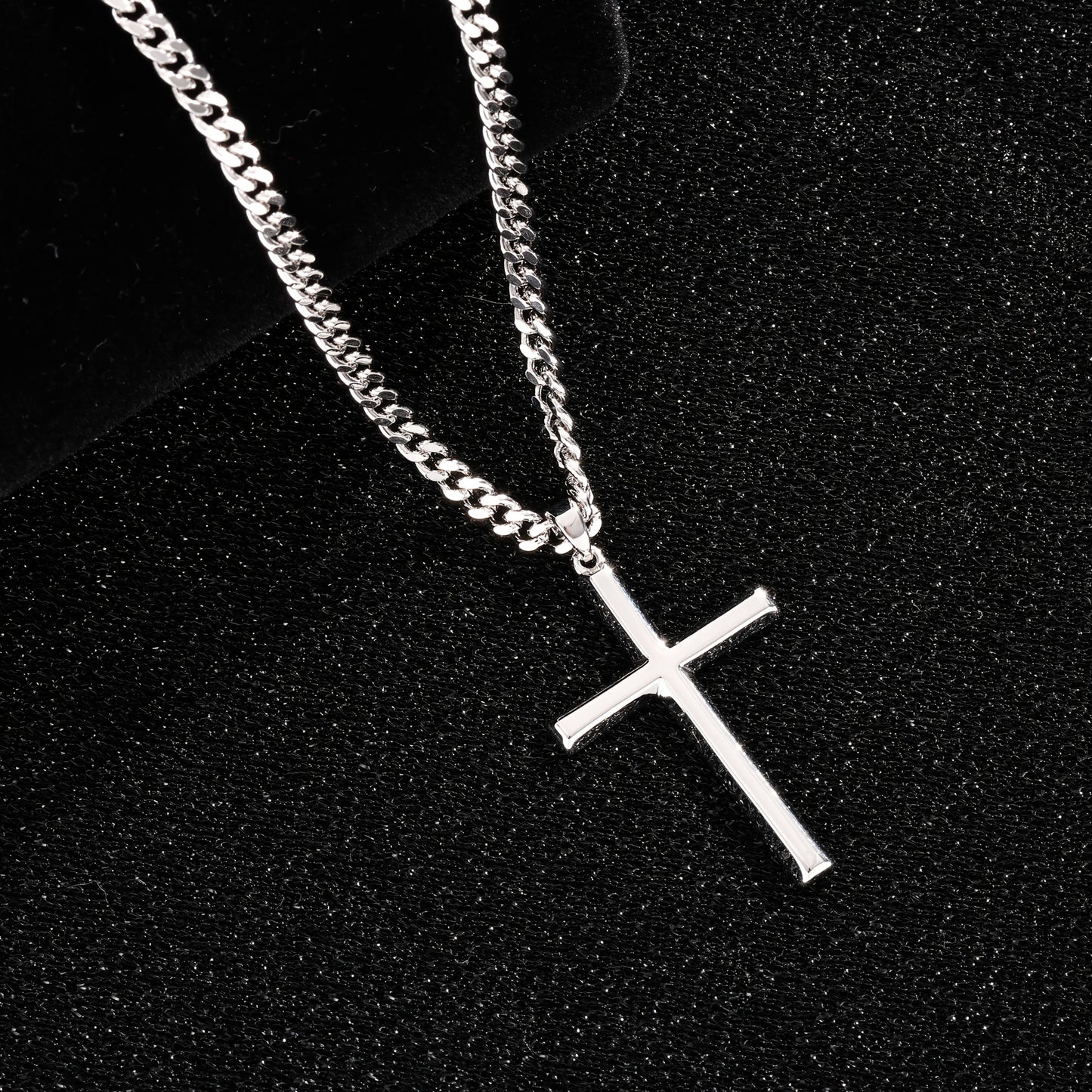 Collana con ciondolo a croce in argento 925 con catena classica, accessori di gioielleria in stile hip-hop per feste, regalo per San, festa del papà, confezione regalo inclusa