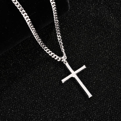 Collana con ciondolo a croce in argento 925 con catena classica, accessori di gioielleria in stile hip-hop per feste, regalo per San, festa del papà, confezione regalo inclusa