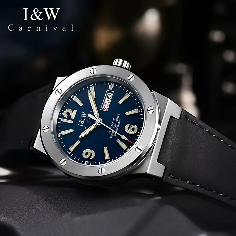 [I&W Carnival] Orologio Sportivo Meccanico da Uomo, Luminoso e Impermeabile con Vetro Finto Zaffiro, Regalo Ideale per le Vacanze