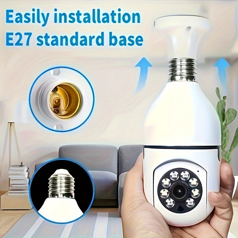 1pc Ease Life App - Telecamera di sicurezza a forma di lampadina, interna ed esterna, wireless, Wifi, 2.4Ghz, 360 gradi, telecamere di sicurezza a vite con attacco E27 per la sicurezza domestica, telecamere a forma di lampadina sicure, HD 1080P, visione n