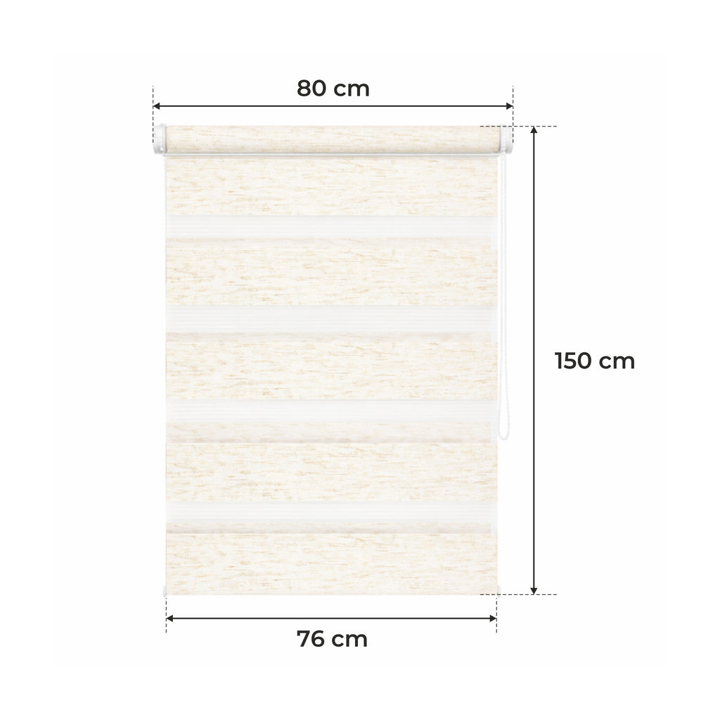 Tenda a Rullo Giorno & Notte - Beige Melange - 32 Misure - BOJANEK Giorno & Notte - Installazione Finestra Non Invasiva, Nessuna Foratura Richiesta, Regolazione a Catena, Supporti Regolabili per Varie Spessori di Finestra, Design Moderno, Protezione dalla