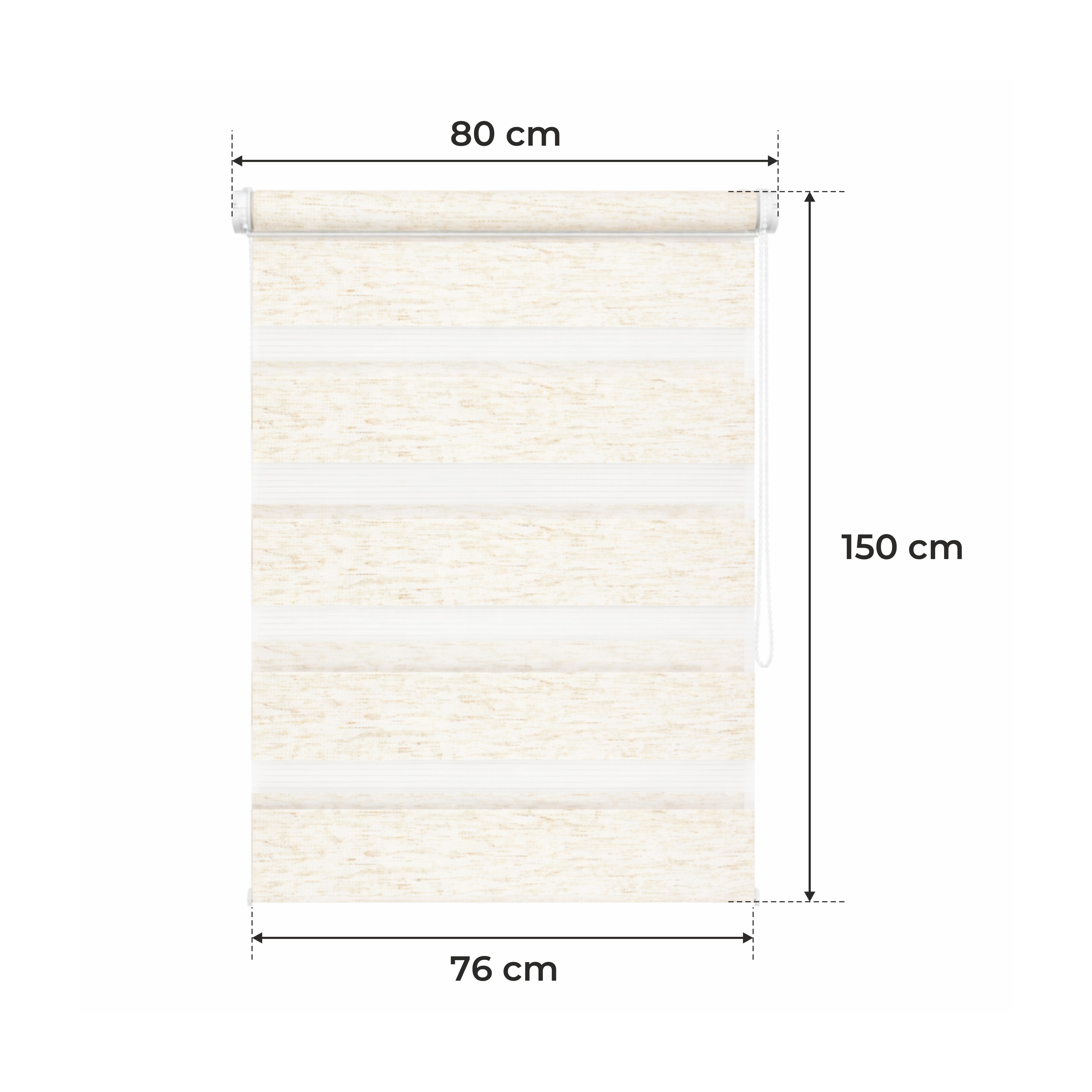 Tenda a Rullo Giorno & Notte - Beige Melange - 32 Misure - BOJANEK Giorno & Notte - Installazione Finestra Non Invasiva, Nessuna Foratura Richiesta, Regolazione a Catena, Supporti Regolabili per Varie Spessori di Finestra, Design Moderno, Protezione dalla